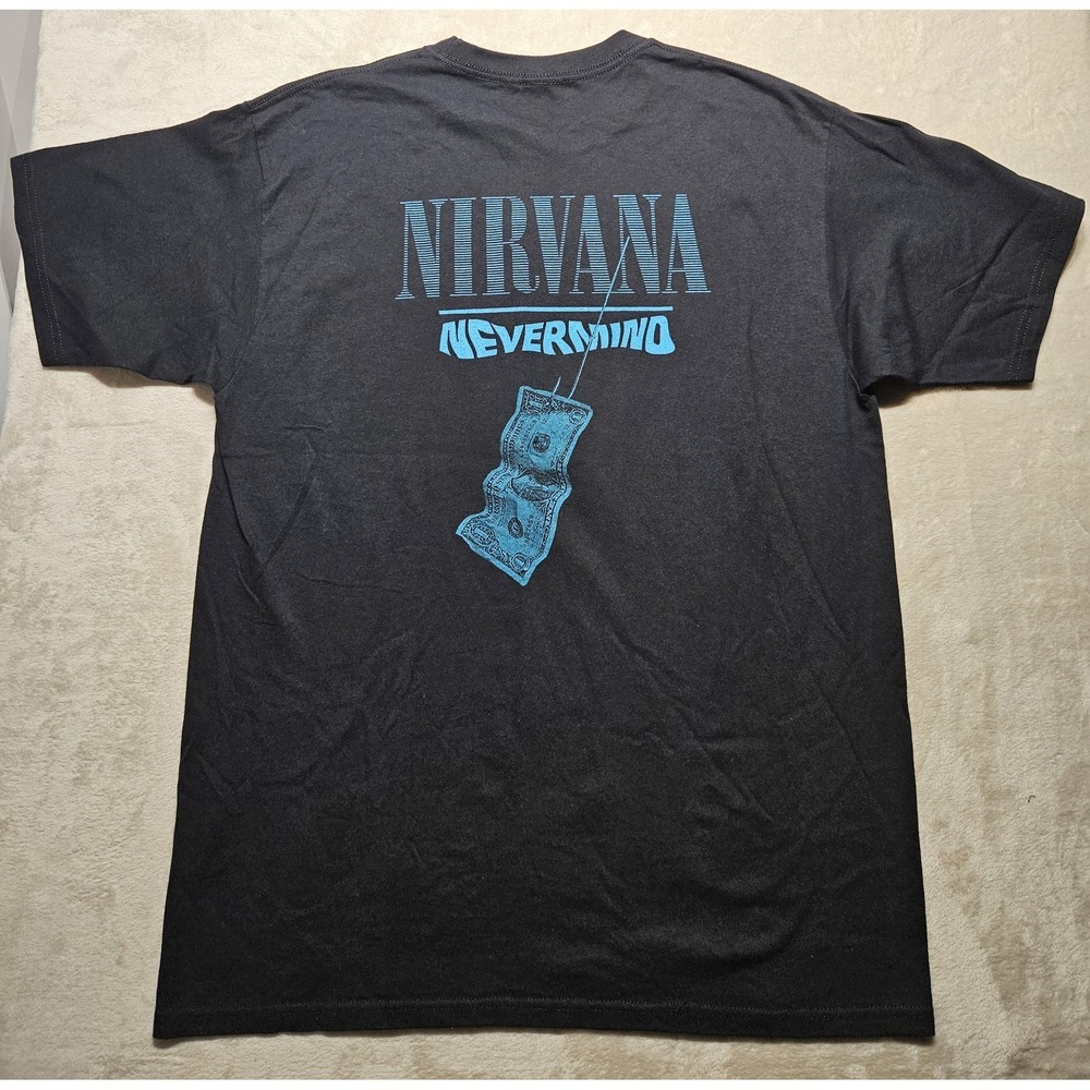 Nirvana Nevermind T Shirt Mens Black Rock & Death Embroidered Logo‎ L Band Tee - Picture 2 of 7